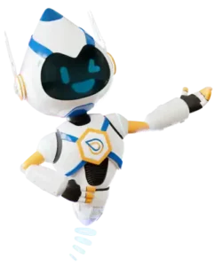 a white and blue robot