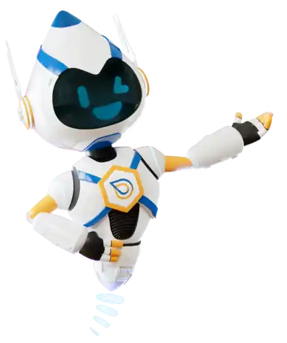 a white and blue robot